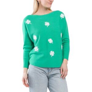 AAEDA Clover Clover Embroidery Dolman Three-quarter Sleeve Pull Over Sweater